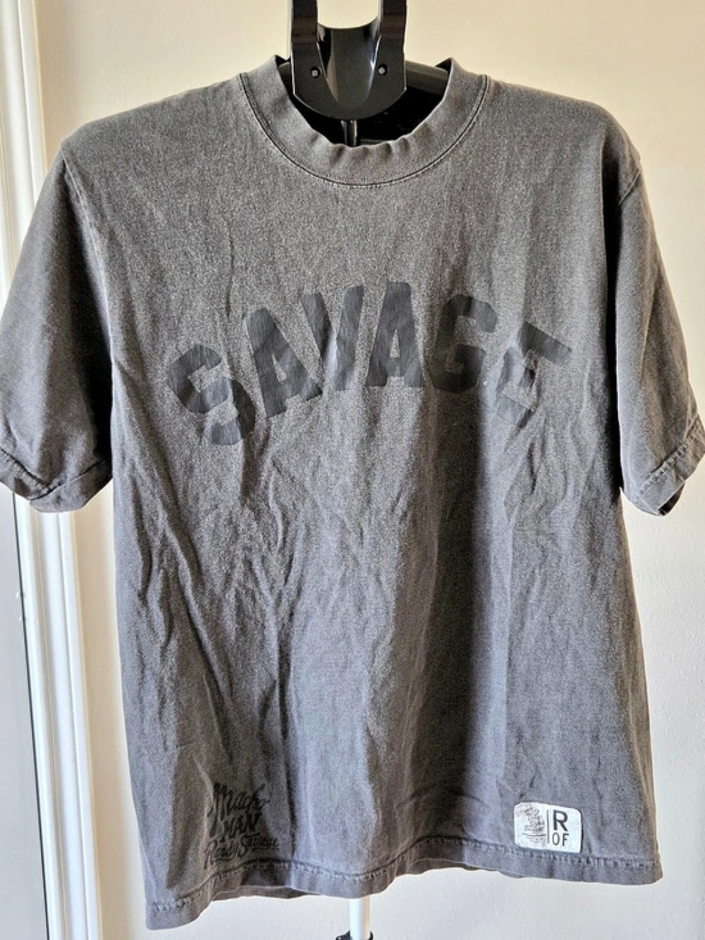 Roots of Fight Macho Man 'Savage' Charcoal Heavyweight Tee Waist?